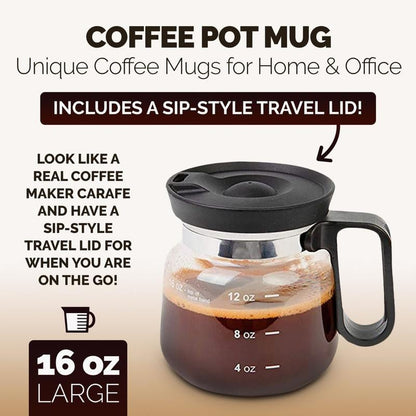 🔥LAST DAY 55% OFF - Original 16oz Miniature Coffee Pot Mug - Funny Glass Carafe Coffee Cup