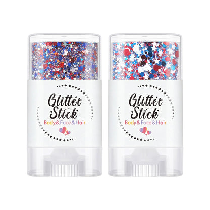 3-in-1 Patriotic Glow😍✨Red, White & Blue Glitter Body Stick