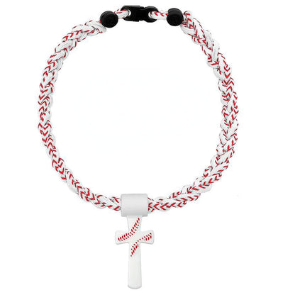 ⚾ Baseball Cross Necklace for Boys – Phil 4:13 "I Can Do All Things" Braided Tornado Rope