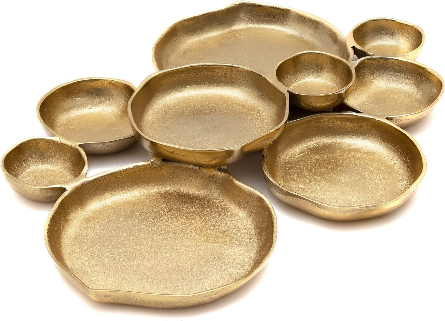 🍽️ Cluster Decorative Bowls – Bright Gold Iron Appetizer Serving Tray