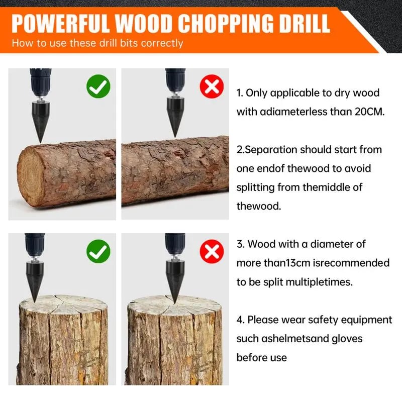 🔥Last Day Sale 49% -Heavy-Duty Spiral Firewood Splitter Drill Bit Set