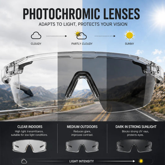 🔥HOT SALE 55% OFF☀️🕶️UV400 Photochromic Polarized Safety Glasses – 🥇Impact Resistant Outdoor Sports & Work Eyewear✨