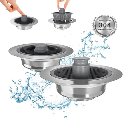 🎁 LAST DAY: 50% OFF! 🚰3-in-1 Sink Plug: No More Clogs & Odors (Premium 304 Steel) ✨