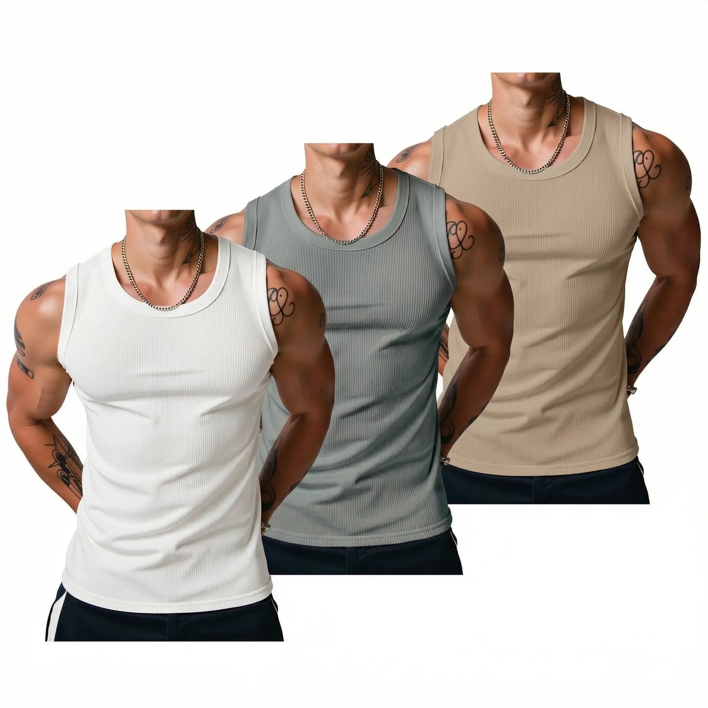 ⚡Hot Sales 49% OFF🔥Men's  Wide Strap Ribbed Tank Top