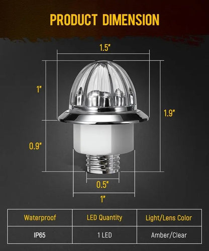 🔥LAST DAY 55% OFF - 3/4 Inch LED Amber Watermelon Side Marker Light