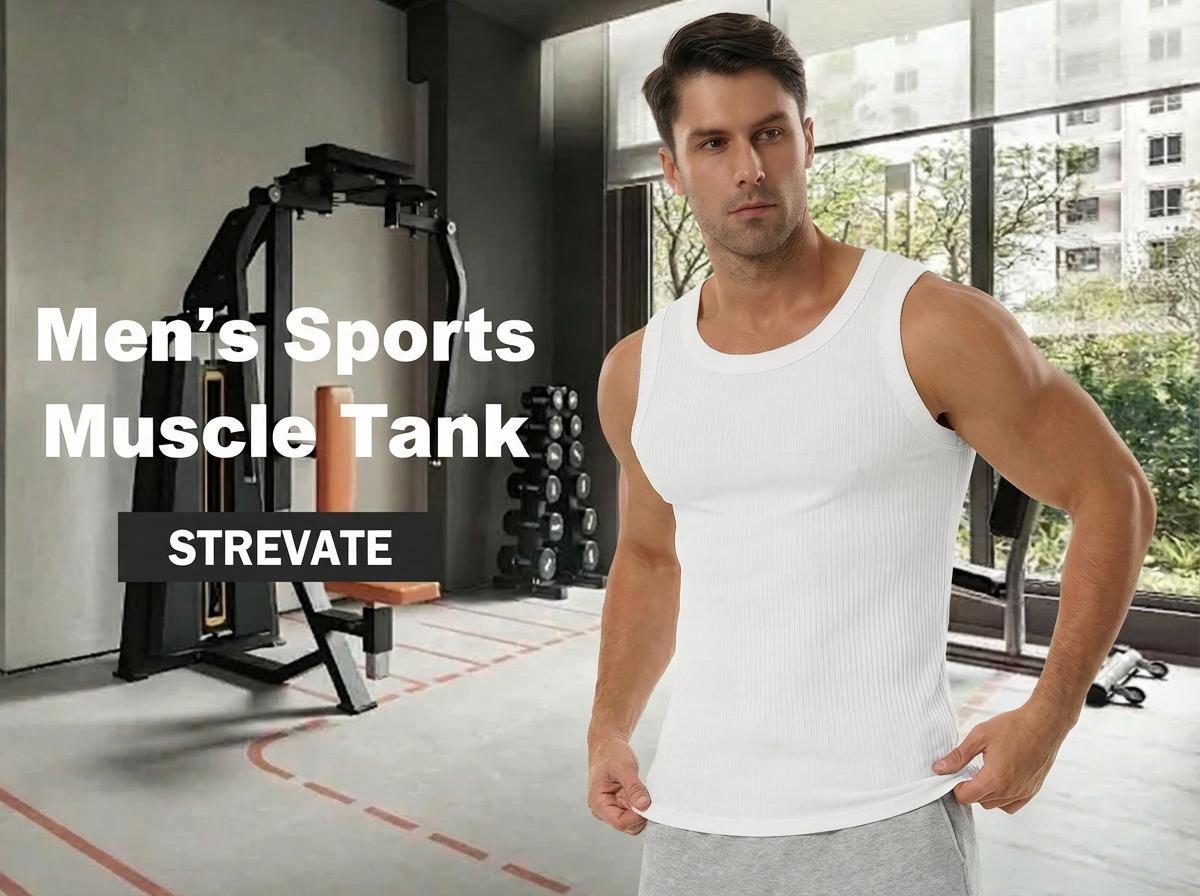 ⚡Hot Sales 49% OFF🔥Men's  Wide Strap Ribbed Tank Top