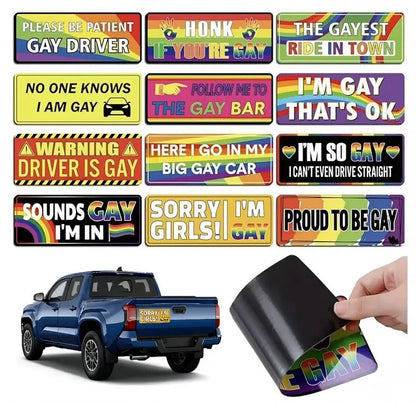 🌈 12-Piece Rainbow Car Magnet Set – Weatherproof & Paint-Safe