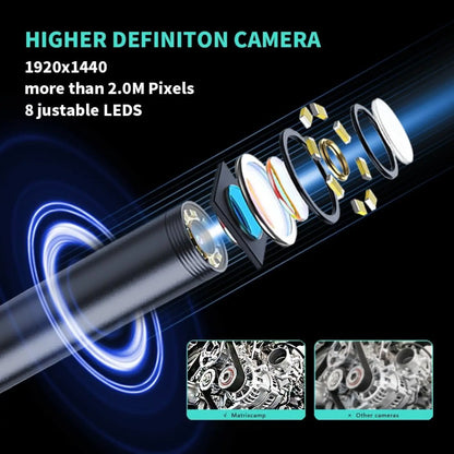 VeroView™ Smart Snake Camera: 16.4ft Semi-Rigid Inspection Borescope with 8 Adjustable LEDs | Universal iOS & Android Compatibility 📱🛠️