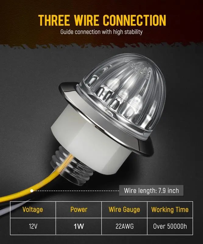 🔥LAST DAY 55% OFF - 3/4 Inch LED Amber Watermelon Side Marker Light