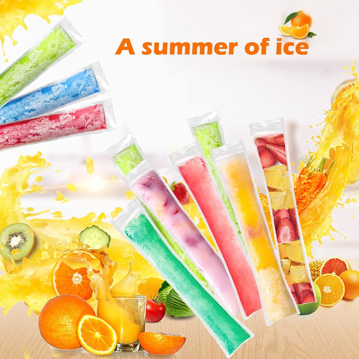 🎁Hot Sale 50% OFF🔥100 PCS DIY Disposable Ice Pop Bags - Create Your Own Healthy Popsicles!