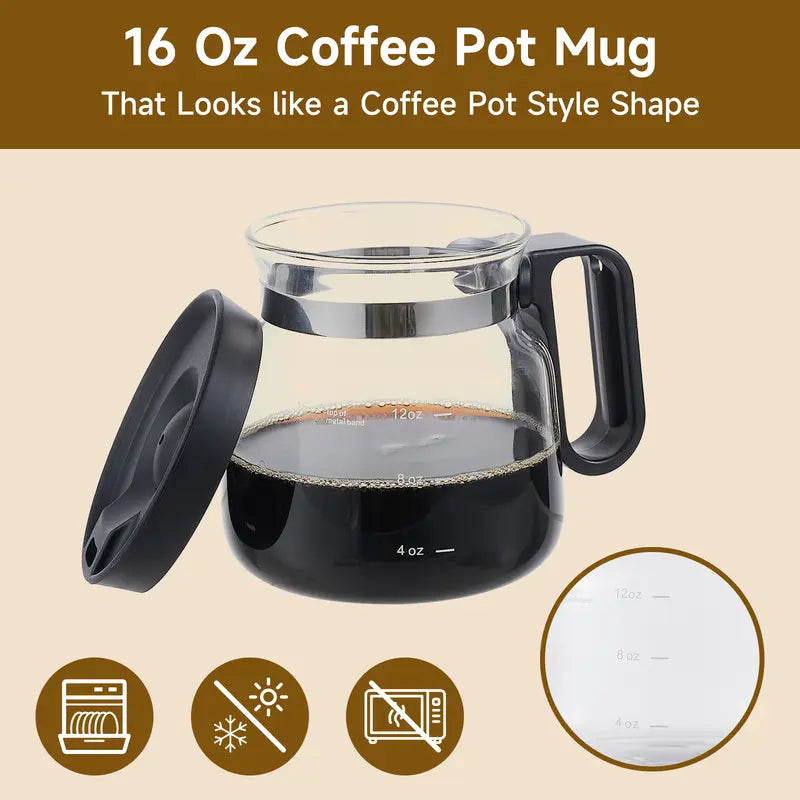 🔥LAST DAY 55% OFF - Original 16oz Miniature Coffee Pot Mug - Funny Glass Carafe Coffee Cup