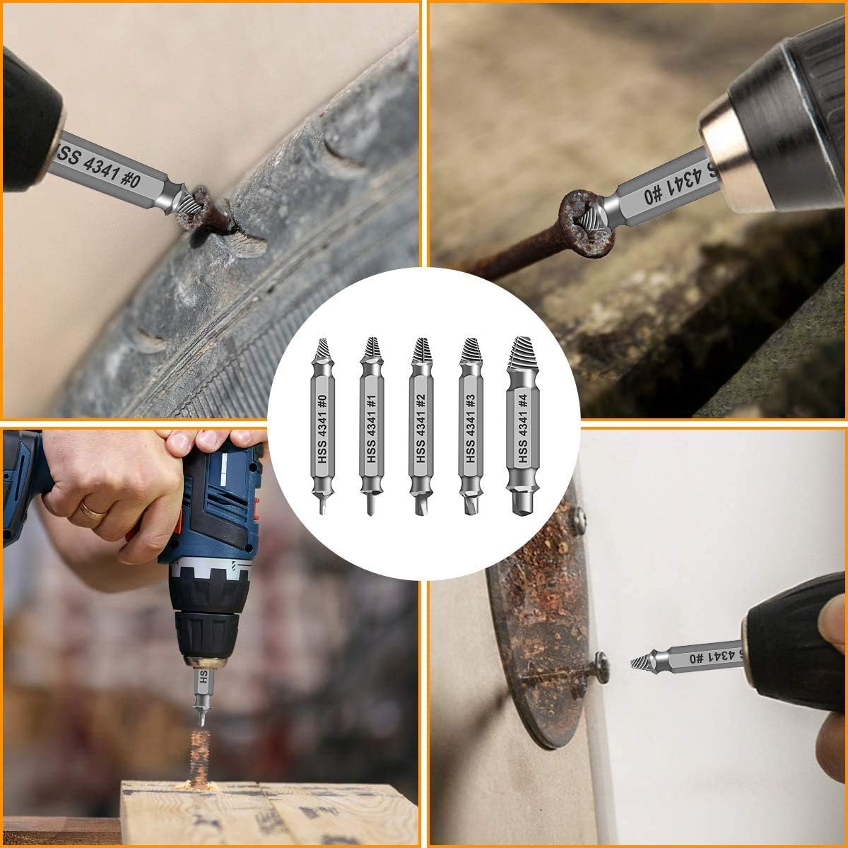 🔥LAST DAY 49% OFF - 🛠️ Stripped Broken Screw Remover, 🔩6 Counts Set Easy Out Bolt Extractor