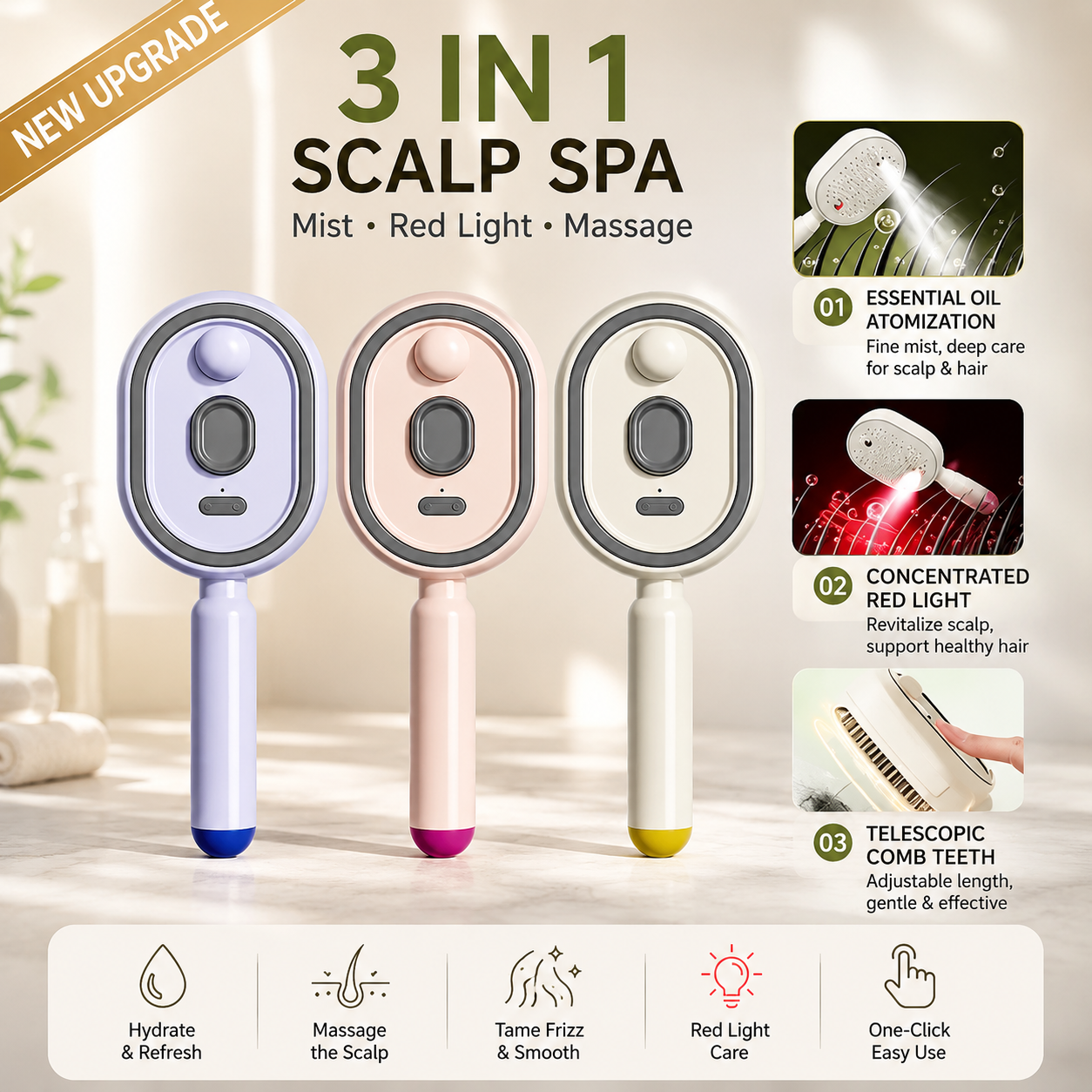 🌸 LAST DAY 50% OFF! ✨ Steam Mist Straightening Comb💨 Tame Frizz & Flyaways in Just One Pass ✨