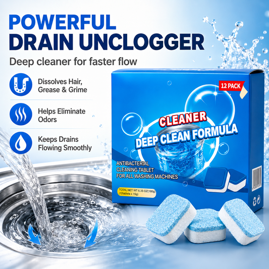 💥🫧Drain Cleaning Tablets 12 Pack For Sinks, Showers & Washing Machines🧼