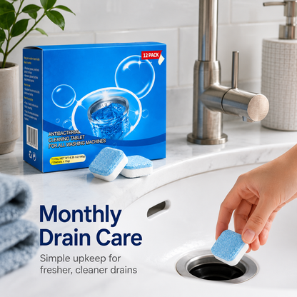 💥🫧Drain Cleaning Tablets 12 Pack For Sinks, Showers & Washing Machines🧼