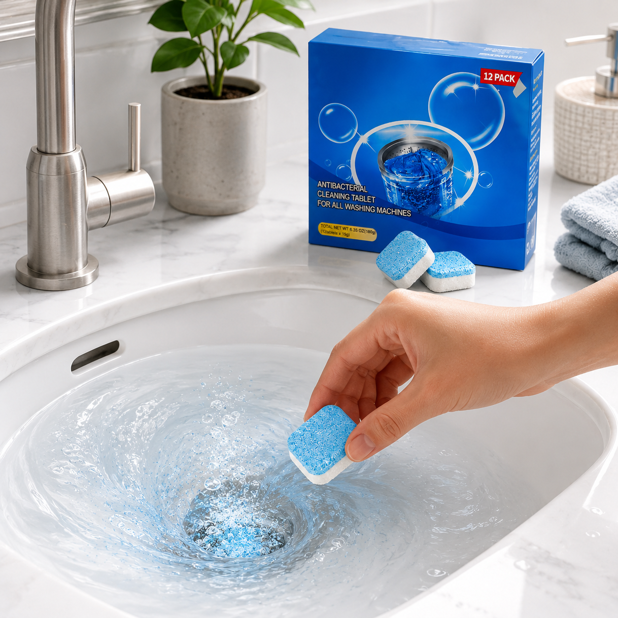 💥LAST DAY 49% OFF🫧Drain Cleaning Tablets 12 Pack For Sinks, Showers & Washing Machines