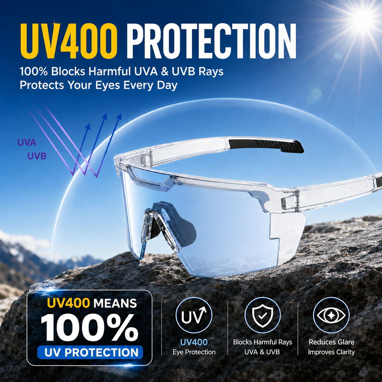 🔥HOT SALE 55% OFF☀️🕶️UV400 Photochromic Polarized Safety Glasses – 🥇Impact Resistant Outdoor Sports & Work Eyewear✨