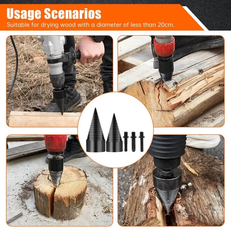 🔥Last Day Sale 49% -Heavy-Duty Spiral Firewood Splitter Drill Bit Set