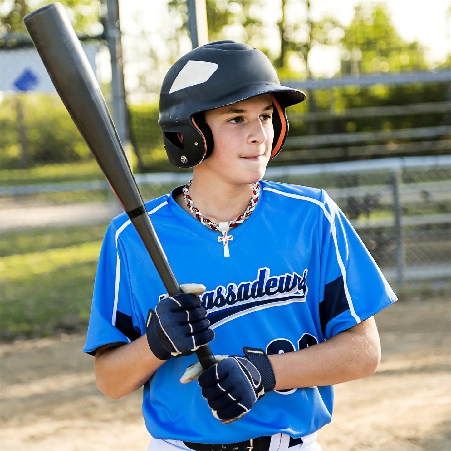 ⚾ Baseball Cross Necklace for Boys – Phil 4:13 "I Can Do All Things" Braided Tornado Rope