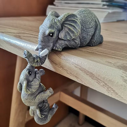 🐘💕3 Pcs/set Cute Elephant Hug Baby Resin Figurine Set Miniature Handicraft Decor