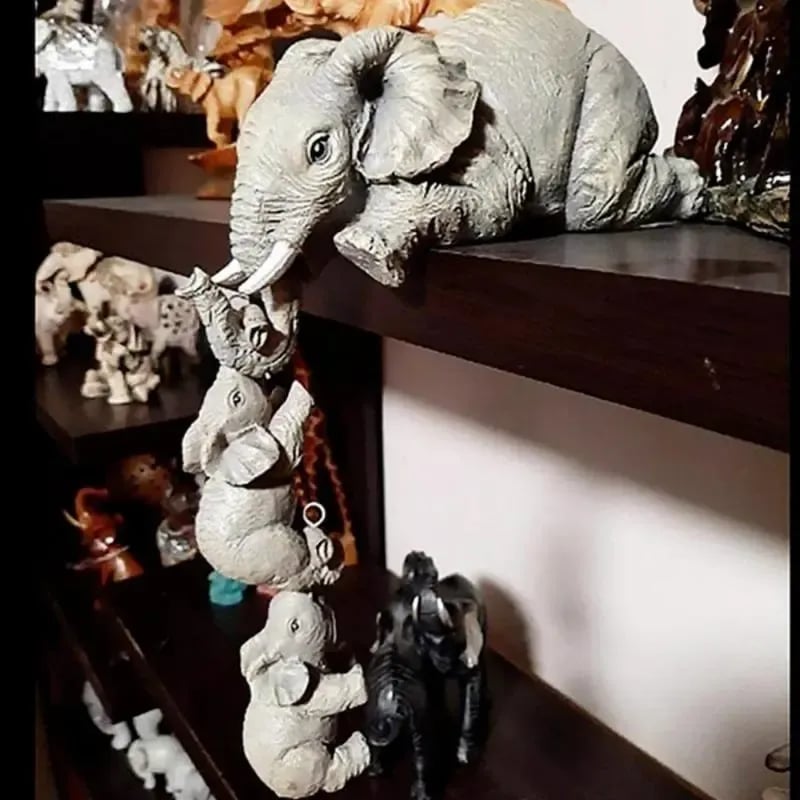 🐘💕3 Pcs/set Cute Elephant Hug Baby Resin Figurine Set Miniature Handicraft Decor