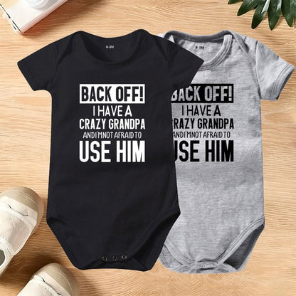 🔥Hot Sale 49% off🌟👶 "Back Off! I Have a Crazy Grandpa" Cute Cotton Baby Bodysuit(💥Buy 3 Get 1 Free 🛒Free Shipping)