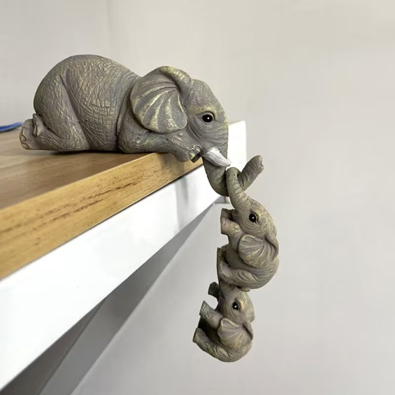 🐘💕3 Pcs/set Cute Elephant Hug Baby Resin Figurine Set Miniature Handicraft Decor