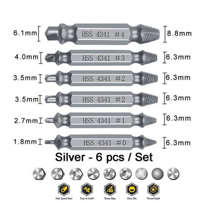 🔥LAST DAY 49% OFF - 🛠️ Stripped Broken Screw Remover, 🔩6 Counts Set Easy Out Bolt Extractor
