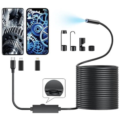 VeroView™ Smart Snake Camera: 16.4ft Semi-Rigid Inspection Borescope with 8 Adjustable LEDs | Universal iOS & Android Compatibility 📱🛠️
