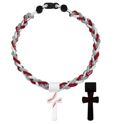 ⚾ Baseball Cross Necklace for Boys – Phil 4:13 "I Can Do All Things" Braided Tornado Rope