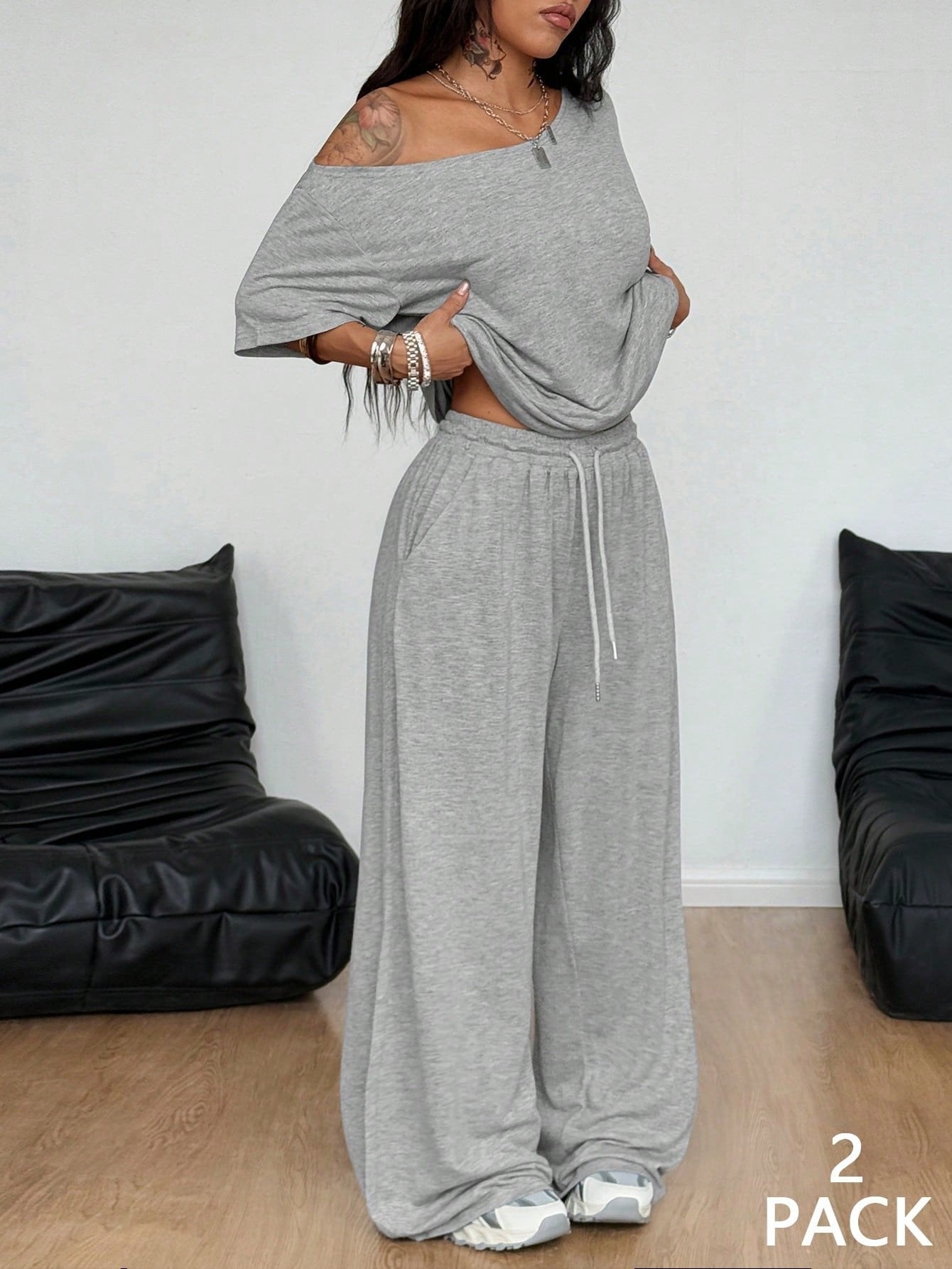 Women's Minimalist Basic Daily Two Pieces Outfits